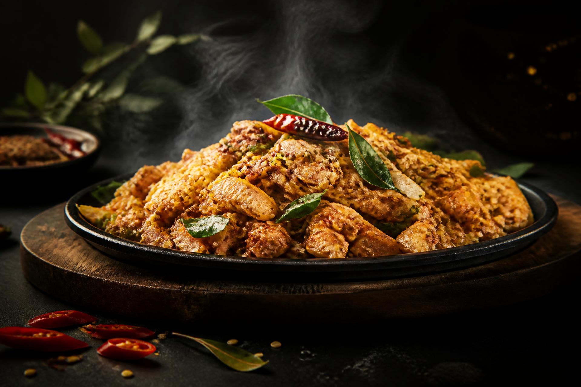 Sizzling Sri Lankan chicken kottu served at ATHURA